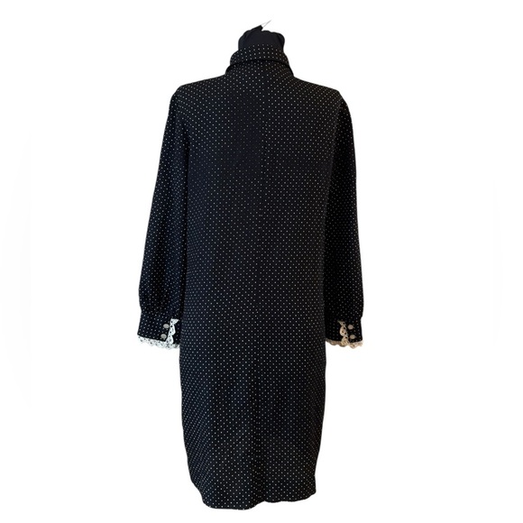 Vintage Normay Black and White Ruffled Bishop Sleeve Dress - Picture 4 of 11